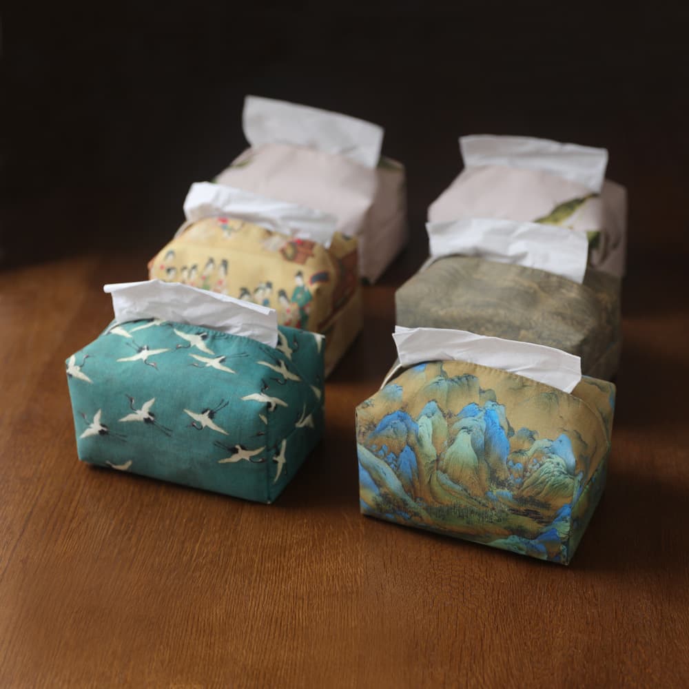 Erya Tea Ceremony National Style Fabric Tissue Cover Paper Bag Cotton and Linen Tissue Bag Paper Box Tissue Bag Famous Painting Storage