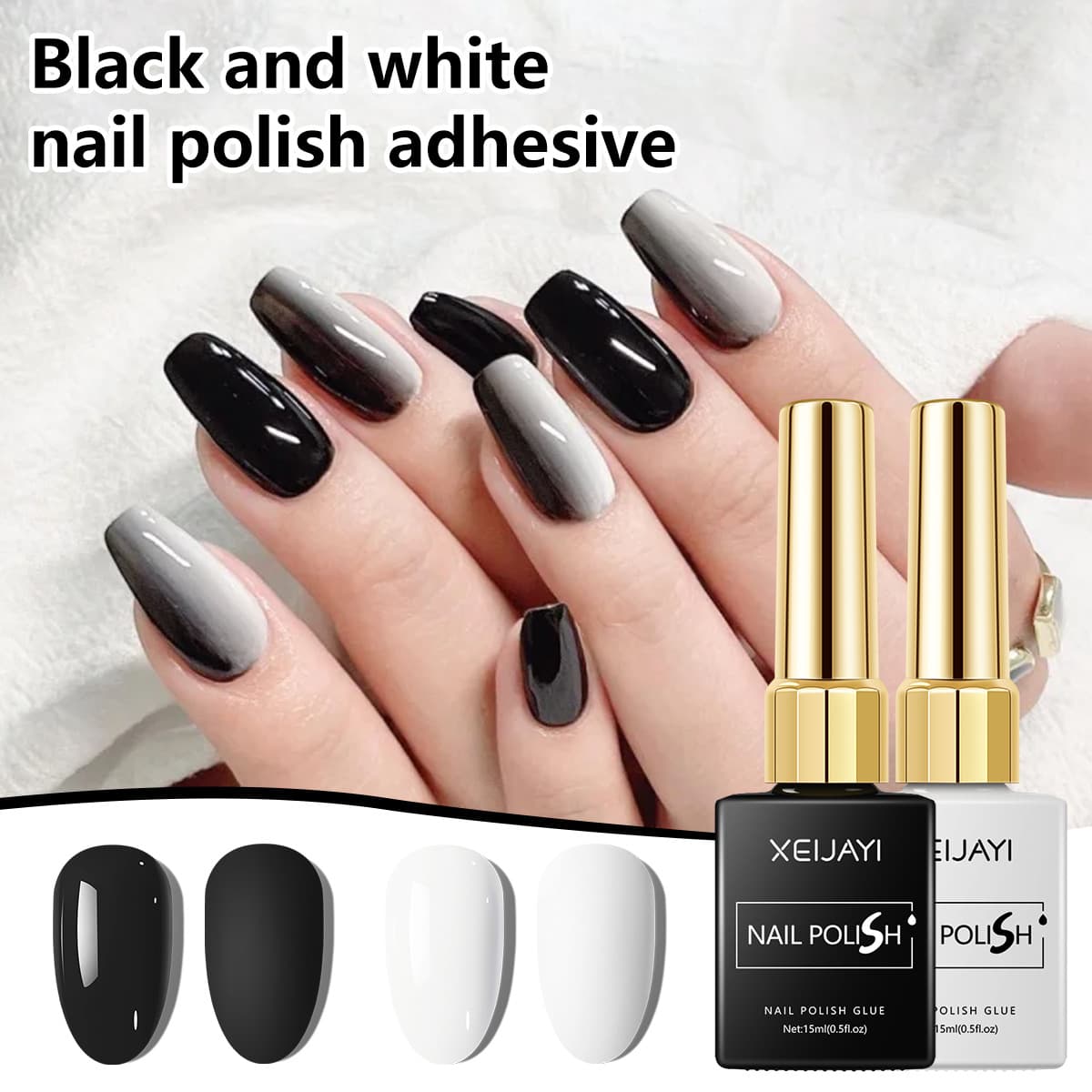 Black and white two-color nail glue autumn and winter Christmas style manicure UV gel nail art design special phototherapy glue