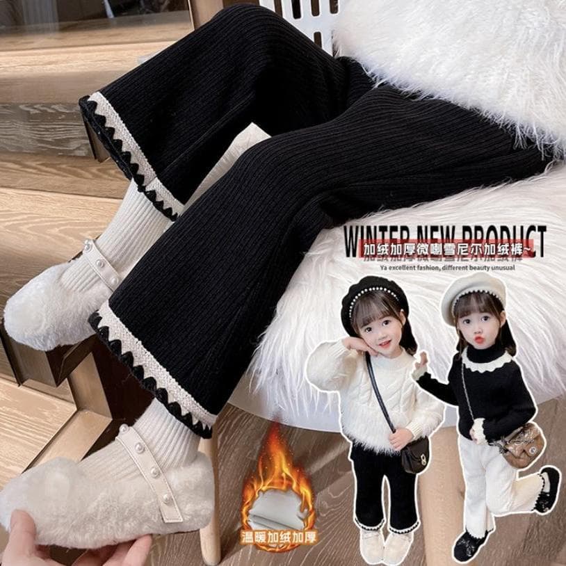 Thickened 2026 Autumn/Winter Warm Kids' Outer Pants, Fleece-Lined, New Style for Girls, Fashionable Children's Wear