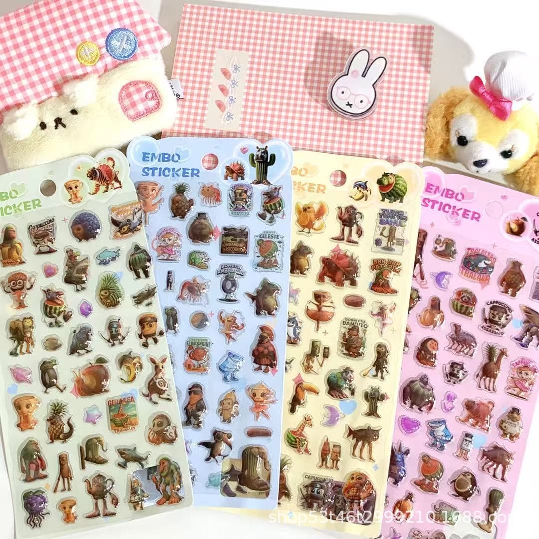 Cartoon Shan Hai Jing 3D Fun Stickers, Crystal Diamond Children Decorative Stickers, 3D Stickers, Cute Embossed Stickers