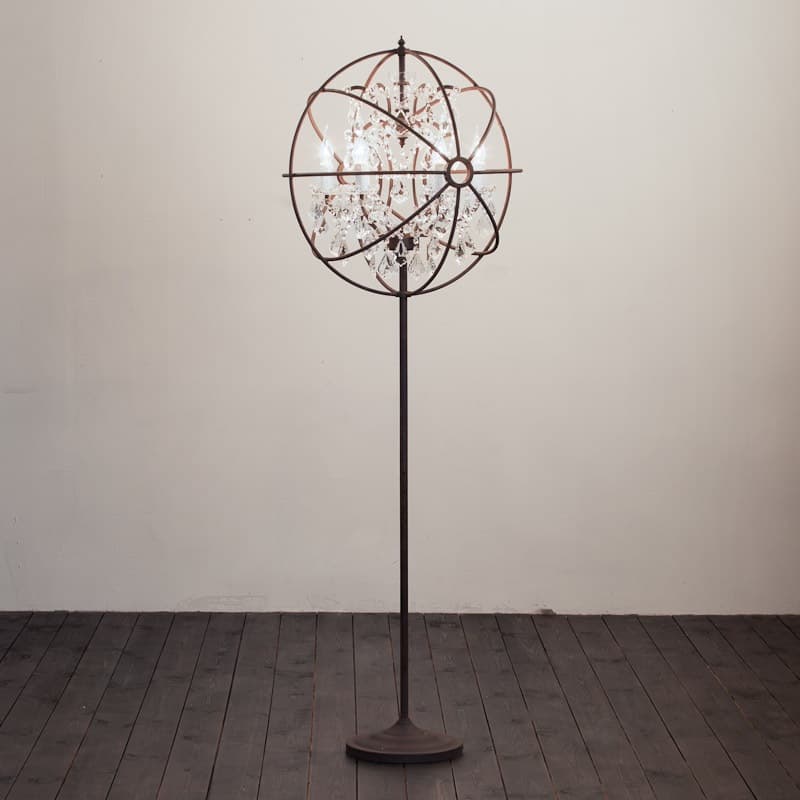 New American style loft retro industrial style iron crystal globe floor lamp living room bedroom bar simple cross-border
