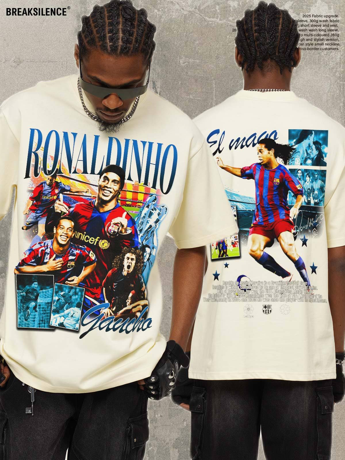 2025 Cross Ronaldinho Xinjiang Long-Staple Cotton Washed Heavy Short-Sleeved Men's Basic Versatile Bottoming Shirt