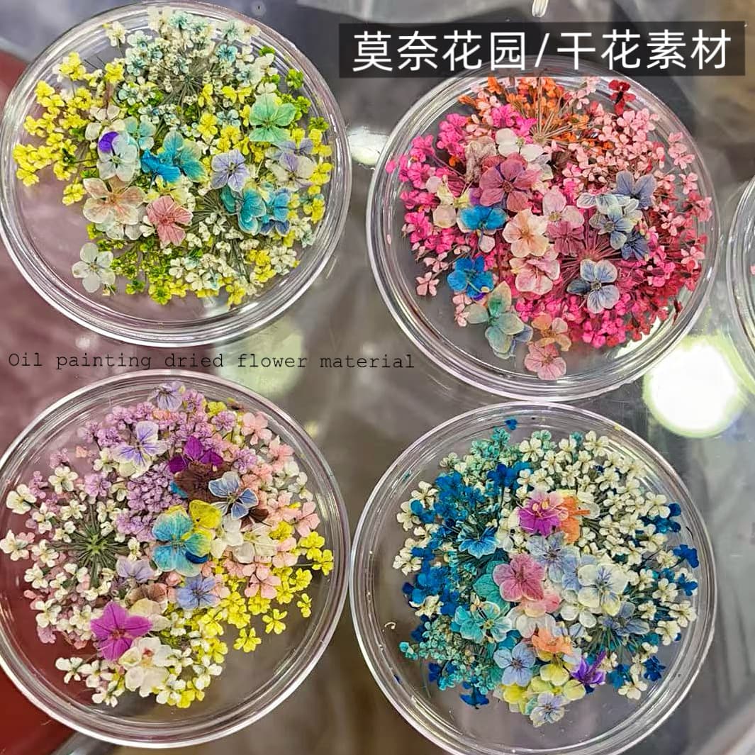 Manicure dried flower material mixed Monet garden lace flowers five-petal flower material small floral nail decoration wholesale