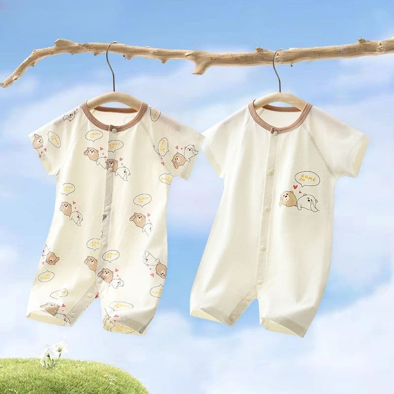 Newborn Baby Clothes Short-Sleeve Bodysuit Summer Thin Boys Girls Romper Short Crawl Suit Seamless Sleepwear