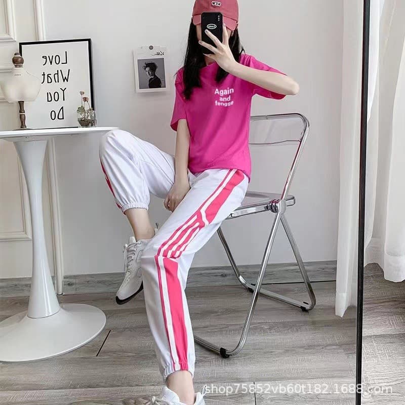 Fashionable Casual Plus Size Women's 2-Piece Set Short Sleeve Summer 2024 New Square Dance Sporty Outfit Trendy Running Wear