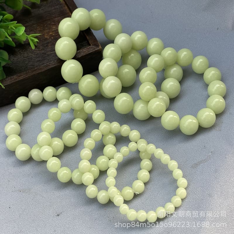 Luminous Stone Bracelet Round Beads Green Fluorescent Unisex, Luminous Pearl Single Strand Bracelet, Stock for Live Streaming, Scenic Spots, Temple Fairs, and Night Markets