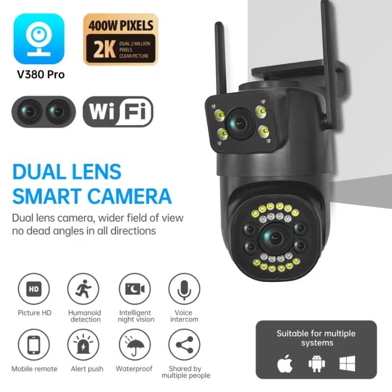 4MP Bullet & Dome Security Camera Ethernet Port Full-Color Surveillance Camera Dual-Lens 4MP Outdoor Monitor