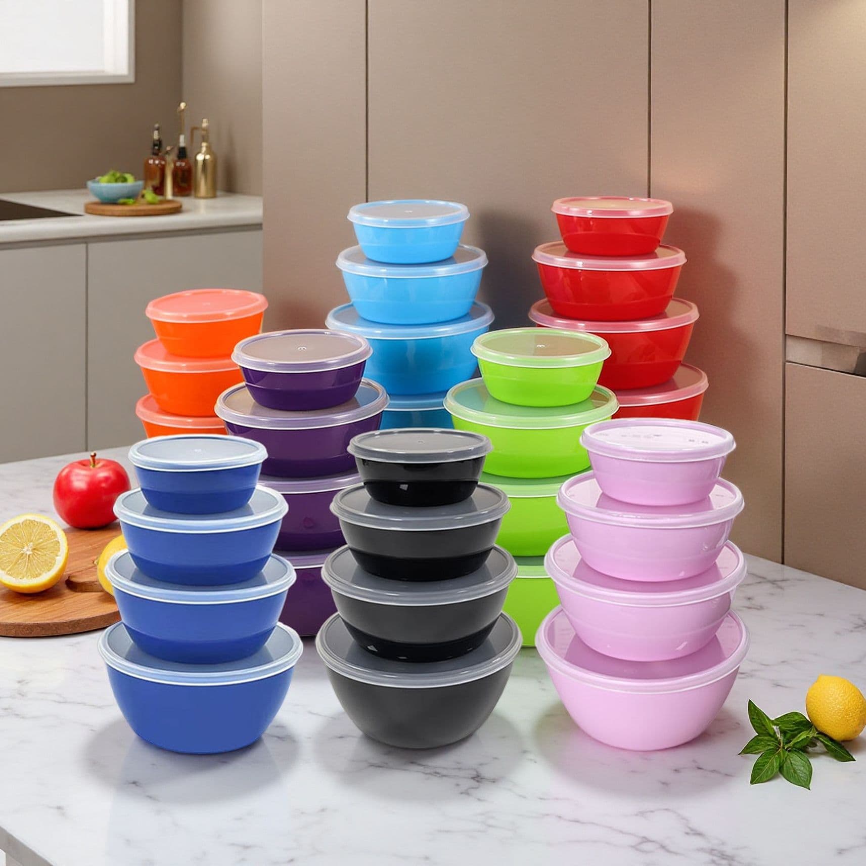 4-Piece Fresh-Keeping Bowl Set, Sealed Food Storage Containers for Fruits and Vegetables, Round with Lids, Hot-Selling for Cross-Border Ecommerce