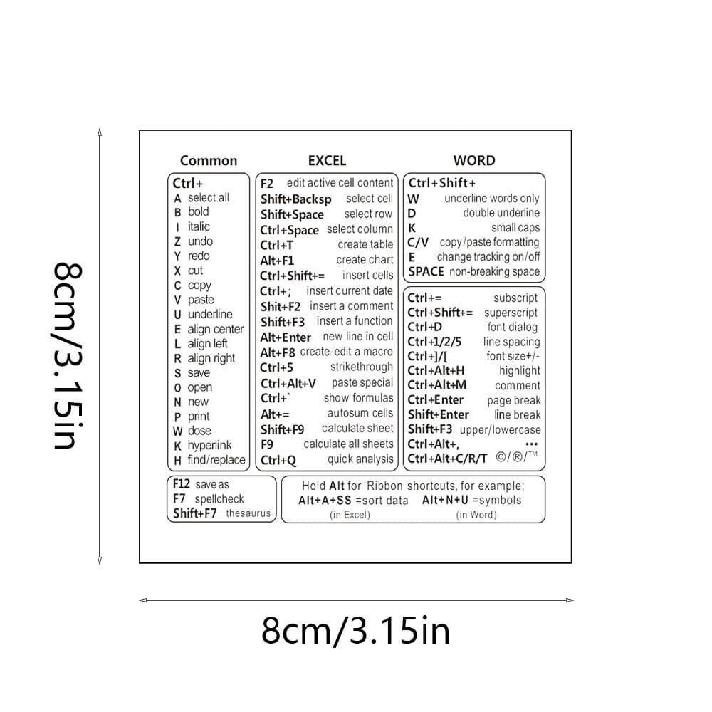 Bestselling Cross-Border Windows/Word Shortcut Waterproof Sticker for Laptop Office Software MACBOOK