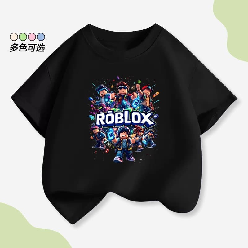 roblox virtual world Roblox clothes boys' short-sleeved t-shirt summer loose children's bottoming t-shirt
