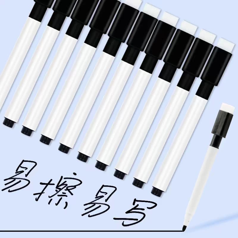 Manufacturer Wholesale Black Erasable Whiteboard Markers Eco-Friendly Water-Based with Tape Brush Pens Logo Printing Non-Magnetic
