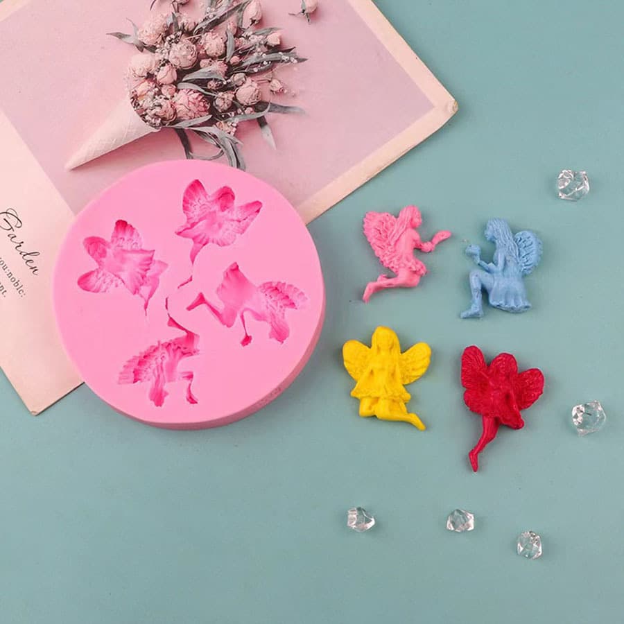 4-piece Little Angel Girl Fondant Cake Mold DIY Chocolate Baking Tools Glue Plaster Candle Handmade Soap Mold
