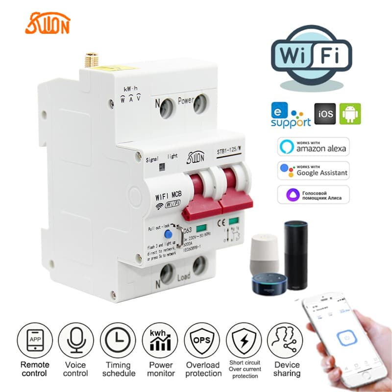 eWeLink WiFi Circuit Breaker, Smart Air Switch with Remote Control via Mobile App, Current, Voltage, and Power Consumption Data Collection