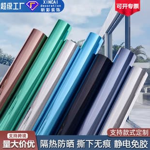 Sun-Proof Heat Insulation Film, Window Privacy Static Cling Glass Sticker, Thickened Sun-Blocking Film for Home Living Room and Balcony
