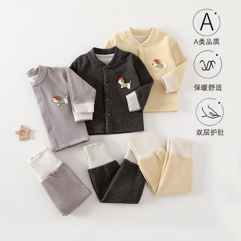 Silk and Cashmere Infant Fleece Set Autumn Winter Long Sleeve Thermal Underwear Thick Warm Boys Girls Pajamas