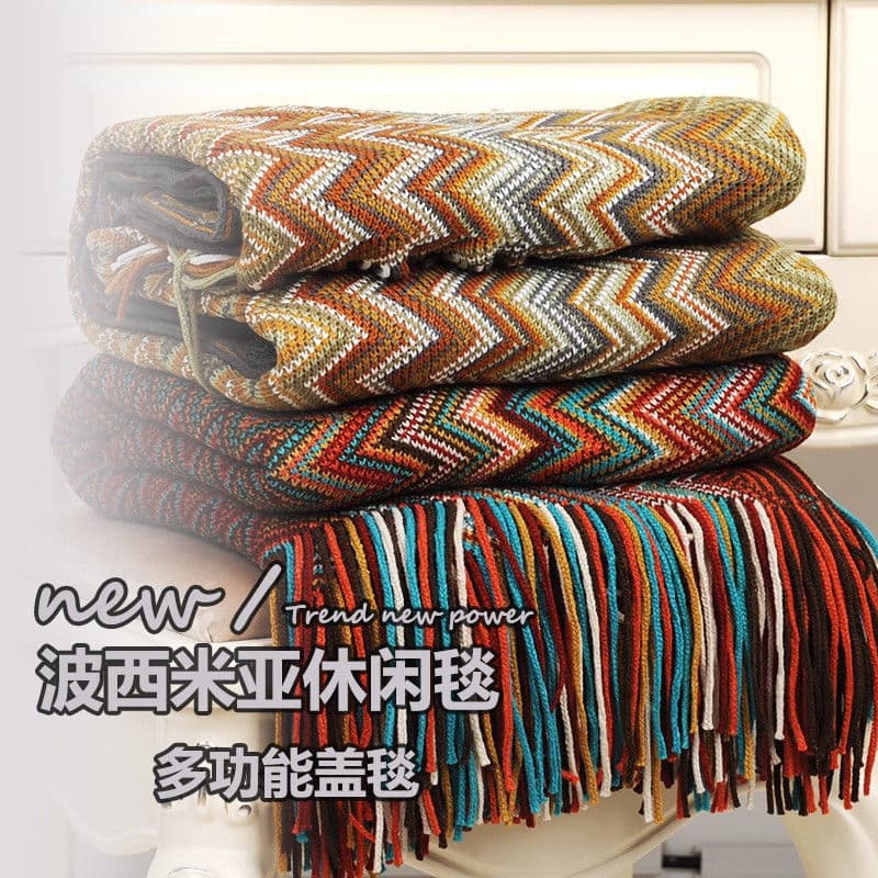 Bohemian Multifunctional Knitted Throw Blanket Sofa Cover Cotton Blanket Bed End Decorative Weave