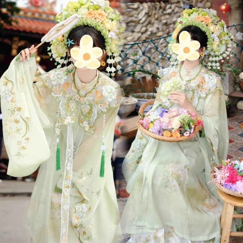 Original Hanfu for Adults, Ming Dynasty Style, Stand Collar, Cloud Shoulder, Open-Front Long Shirt, Pleated Skirt, Complete New Style, Super Fairy-like