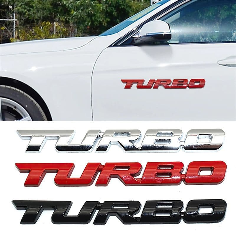 Car Turbo Badge Turbocharged Metal Sticker Body Decal Rear Side Emblem Turbo Decoration Modification