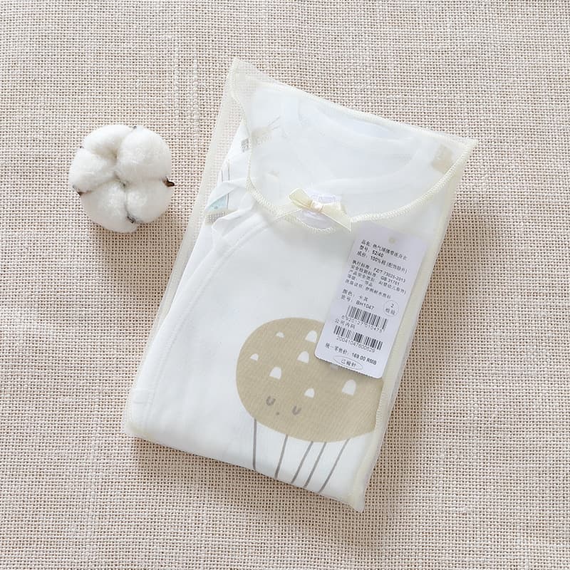 Custom pure cotton newborn baby bodysuit with seamless tie closure, specially for maternity centers and obstetrics hospitals