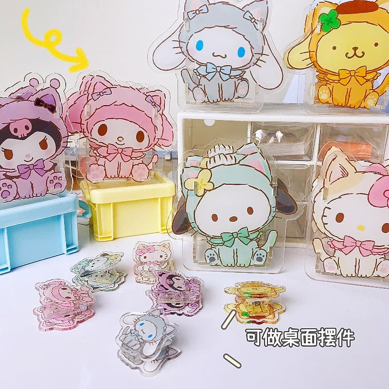Free Shipping Acrylic Clips, Office Clips, Cartoon High-Design Sanrio Kuromi Patcha Dog for Girls and Students