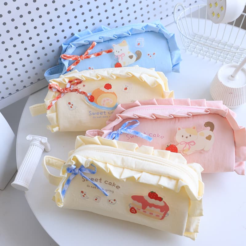 Creamy Sweet Cat Dumpling-Shaped Pencil Case for Middle and Primary School Students, High-Value Portable Stationery Storage Pencil Case