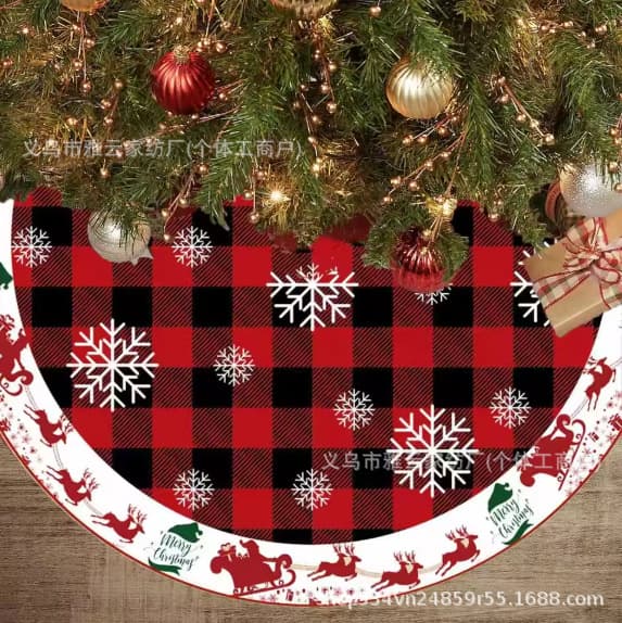 New Cross-border Christmas Tree Skirt Plaid Green Whoville Christmas Decoration