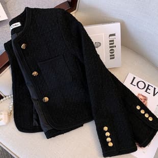 Short Black Chanel-Style Jacket for Women, Fall/Winter 2024 New Trendy Light Mature Elegance Blazer