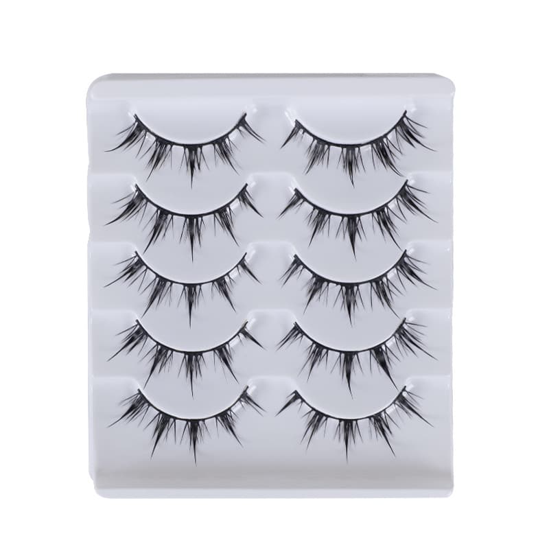Whole Strip False Eyelashes Cross-border 5-Pair Cat Eye Extended Outer Corner Thick Lashes, Export Fox Wing Slanted Natural Dense Lashes