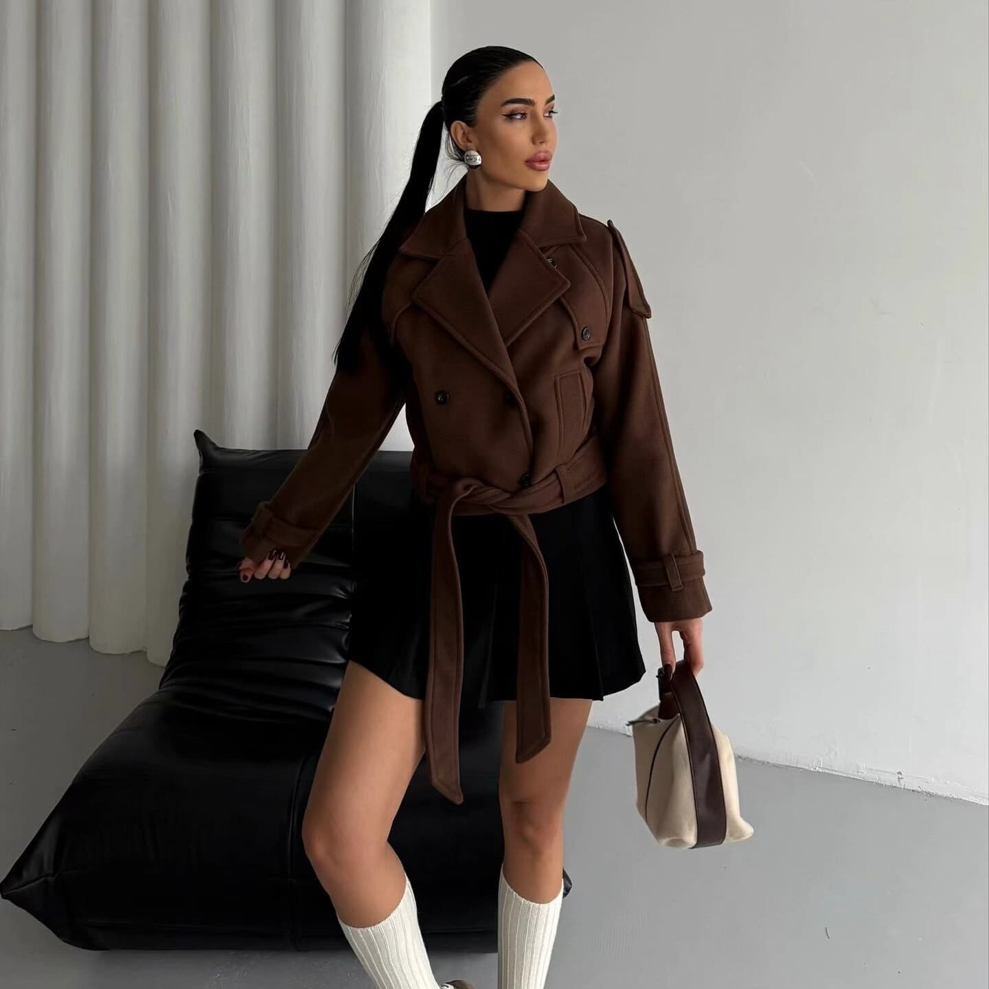 2025 Spring New French Commuter Style Fashionable Suit Collar Lace Long Sleeve Jacket for Women