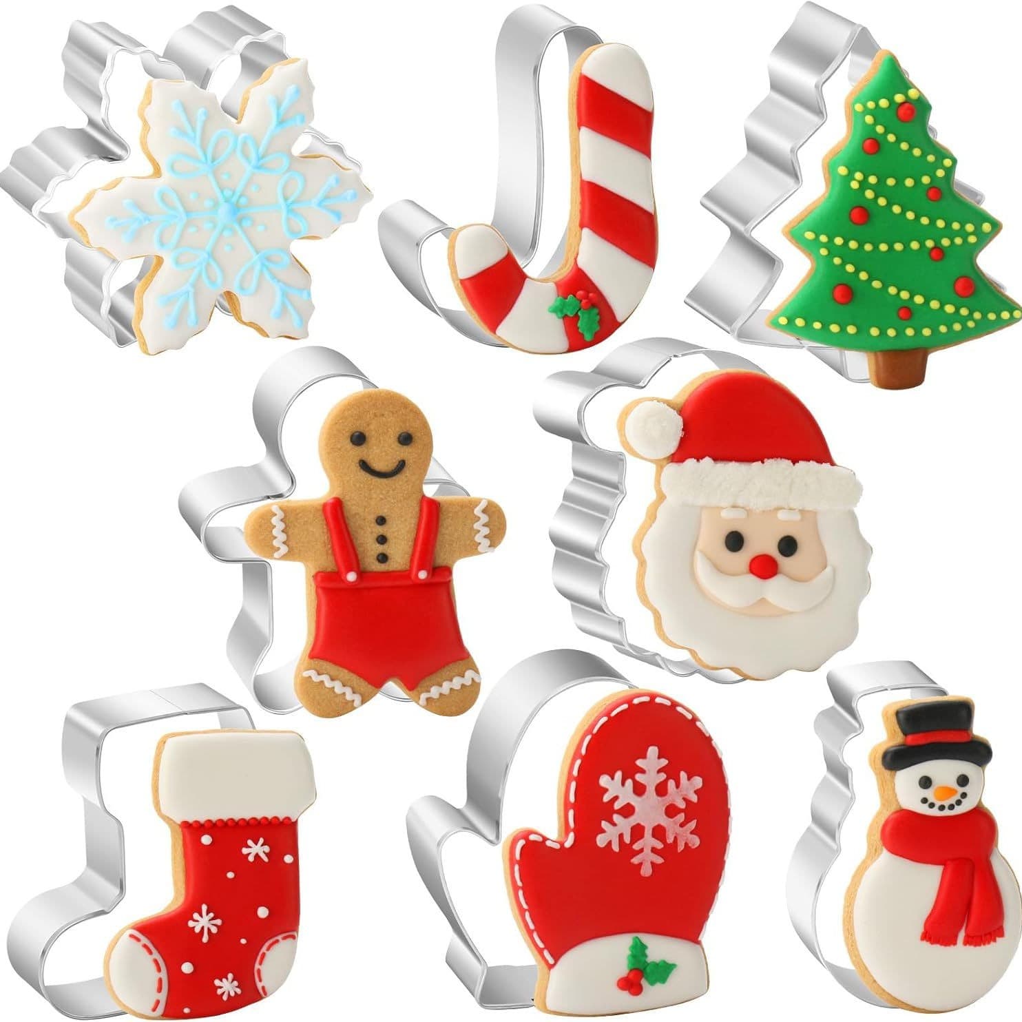 8-Piece Stainless Steel Christmas Cookie Cutters DIY Cookie Molds