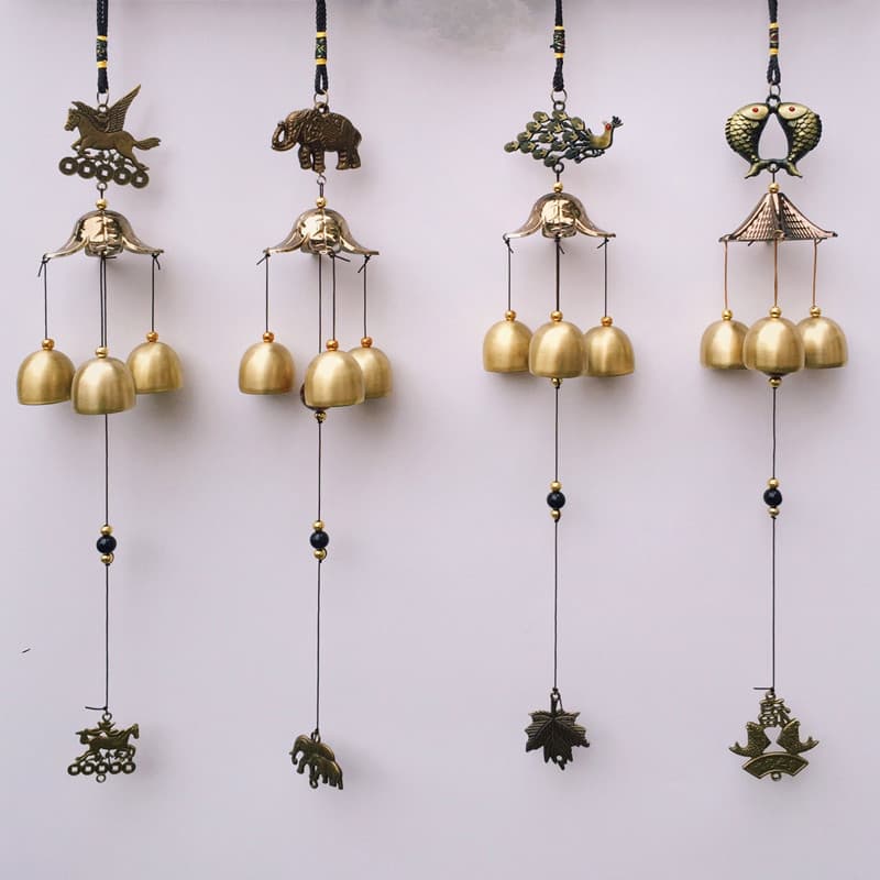 Retro Alloy Wind Chime Pixiu Qilin Pendant Tourist Area Shop Wealth Attraction Decoration Ornament Metal Bell Pendant