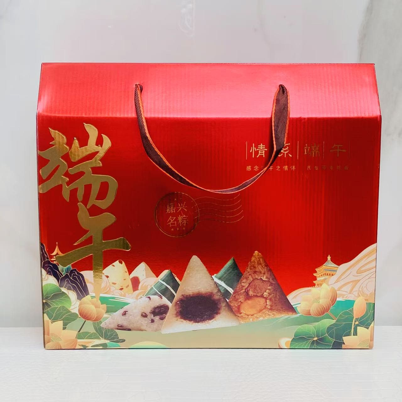 New red Dragon Boat Festival high-end gold-stamped zongzi gift box, portable packaging boxes, gift boxes wholesale