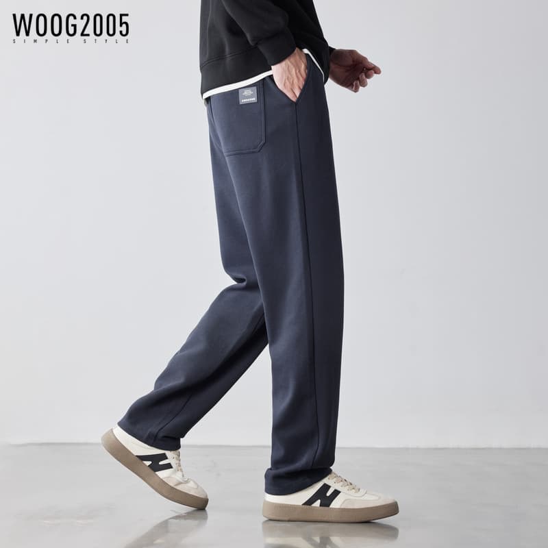 WOOG2005 Elastic Waist Casual Sweatpants for Men 2025 Spring/Autumn New Trendy Slightly Loose Straight Leg Long Pants