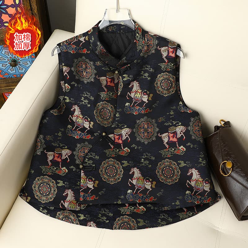 New Chinese style personalized Tang suit for mothers, jacquard vest for middle-aged and elderly women, Chinese style