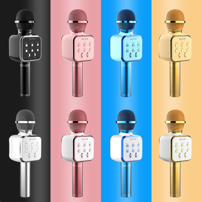 Factory cross-border hot selling wireless Bluetooth microphone microphone speaker integrated home KTV singing voice changer microphone