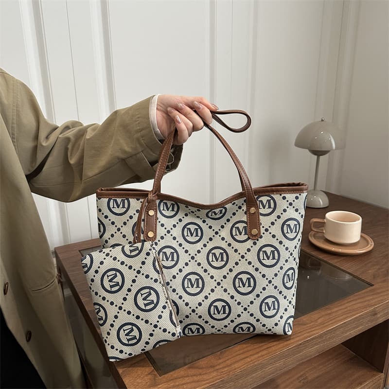 Cross-Border New Fashion Commuter Women's Bag Large Capacity Printed Mother-Child Bag Women's Shoulder Underarm Bag Handheld Tote Bag
