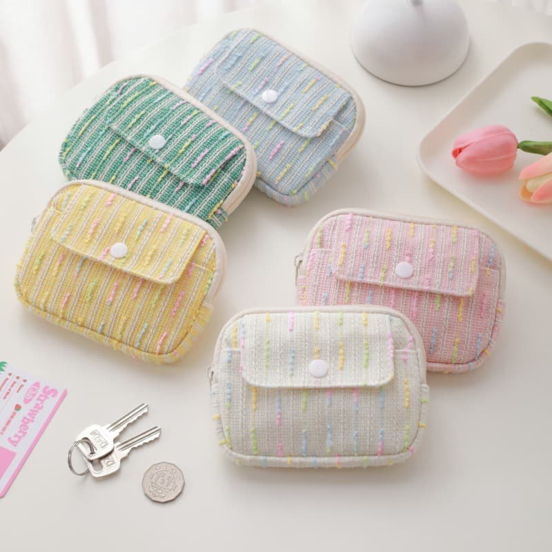 Tweed Style Simple Portable Storage Bag Quilted Cute Soft Coin Purse Lipstick Cosmetic Bag Mini