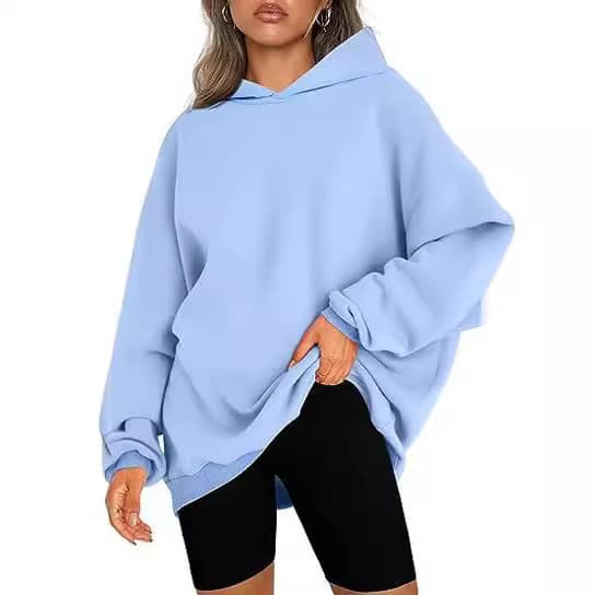 2025 European and American Women's Fashion Hoodie for Amazon Cross-Border E-commerce, New Arrival, Loose Pullover, Casual Fleece-Lined Sweatshirt, In Stock