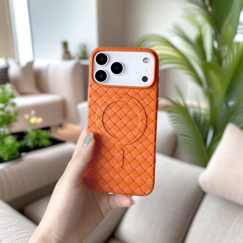 Compatible with iPhone 17 Pro Max Breathable Heat Dissipation Case Apple 16 Lightweight Woven Texture Magnetic TPU Soft Case