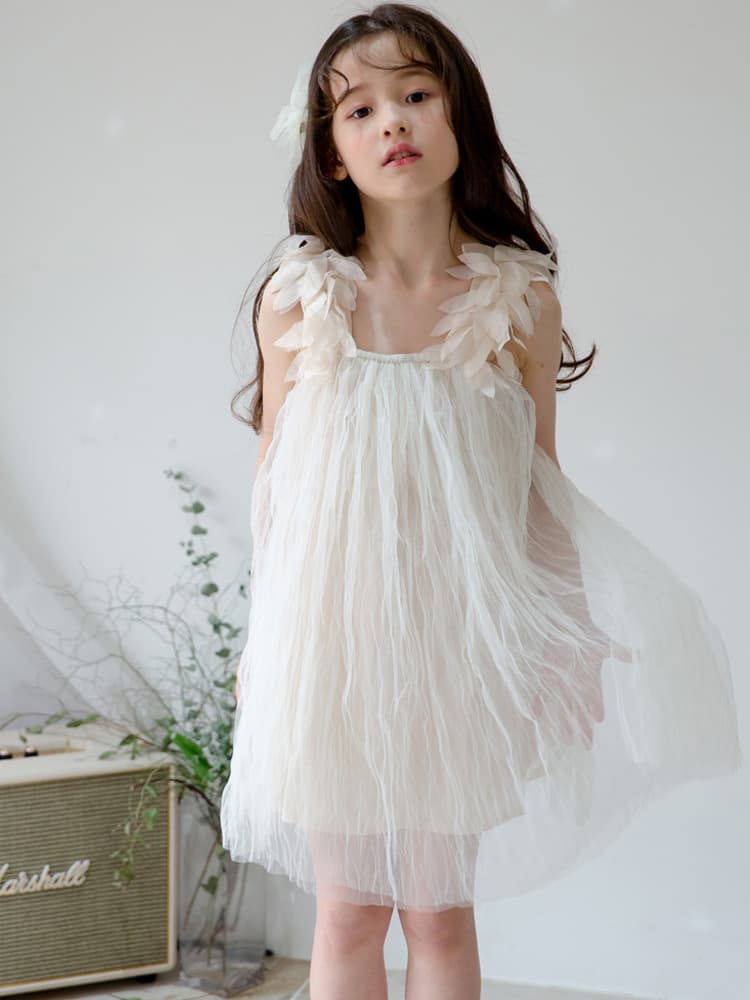 Girls' summer dress, little girl's Korean style floral children's sundress, princess dress for medium and large children, mesh skirt