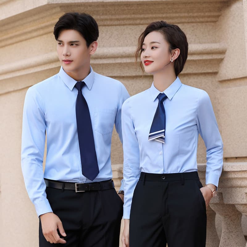 Wrinkle-Free Business Korean Style Casual Professional Workwear Men's Shirt Unisex White Long Sleeve