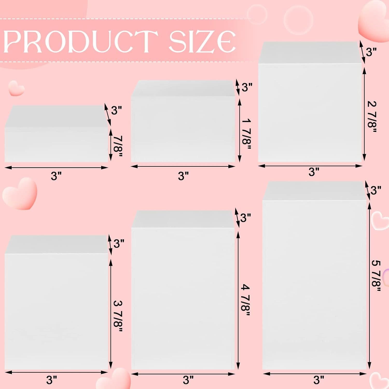 6-Piece White Acrylic Display Risers Square Nesting Risers for Jewelry Display
