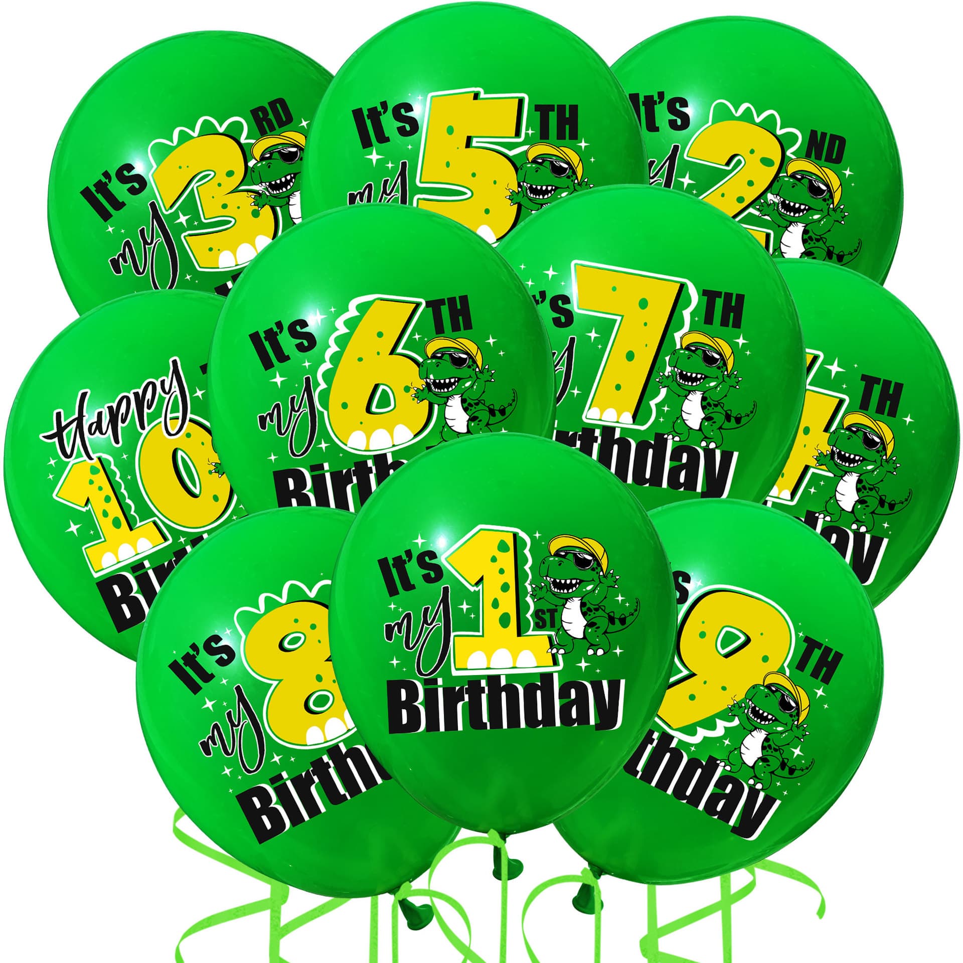 Green dinosaur birthday party latex balloons baby shower birthday party decoration for children aged 1-10 years old