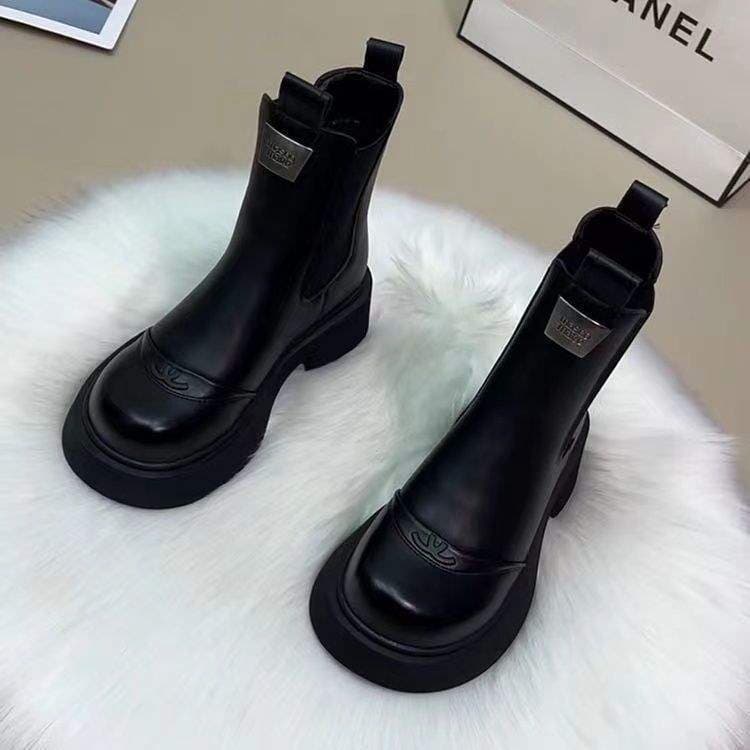 Chimney Boots Chelsea Genuine Soft Leather Boots 2025 Short Boots Autumn/Winter New Style Petite Height-Increasing British Martin Boots Fashion