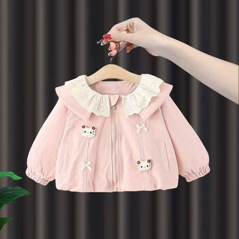 Live supply of baby girl sweet lace windbreaker children's casual doll collar coat autumn foreign trade wholesale