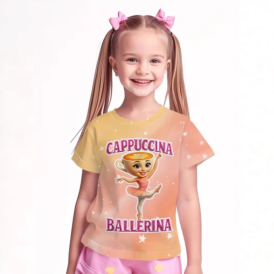 Children's T-Shirt, Cross-Border Best-Selling Elements, 3D Digital Print Summer Girls Casual Fashion Round Neck Short Sleeve