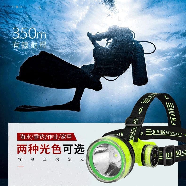 Cross-border strong light long-range diving flashlight with long battery life head-mounted headlight IPX8 waterproof and rechargeable