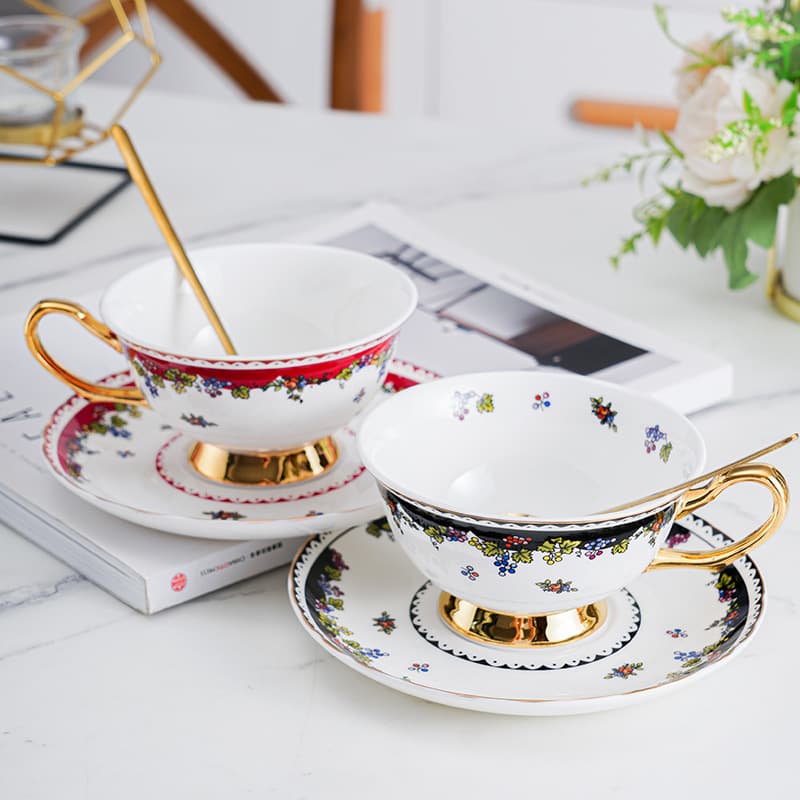 European Style Fashion Coffee Cup Set, European Cup and Saucer, English Afternoon Tea Water Cup, Home Coffee Cup, Ceramic Blue and White Cup
