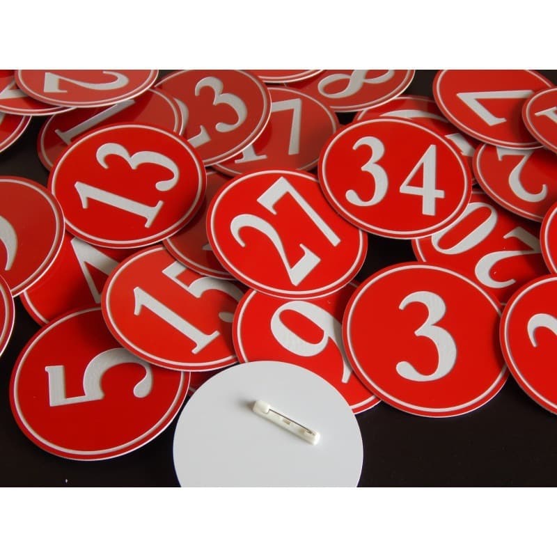Two-Color Pin Badge Number Plate Athlete Number Card Competition Badge ID Badge with Stainless Steel Lanyard