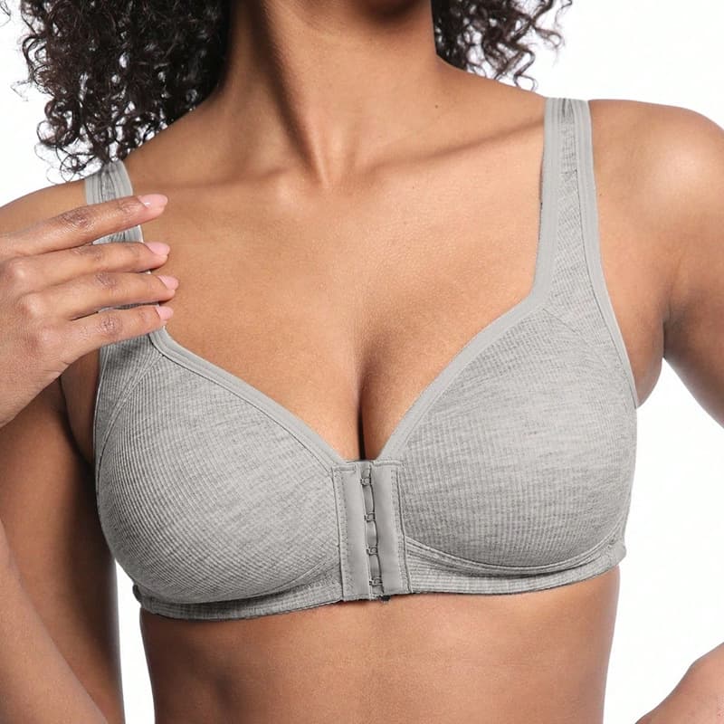 European and American Cross-Border Thin Adjustable Front-Clasp Bra Push-Up Support Wire-Free Mother Bra Front Buckle Bra